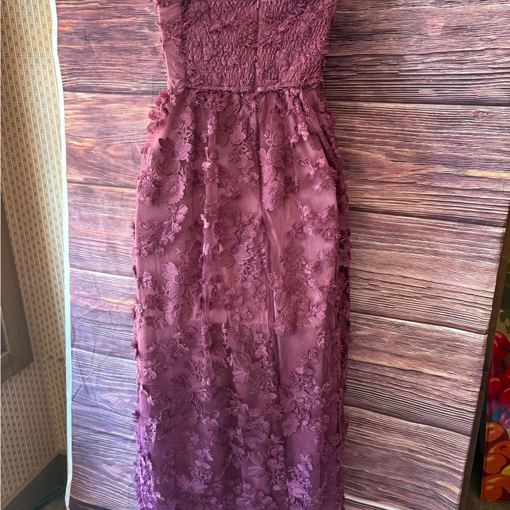 Lulu's Strapless Lace Dress in Purple